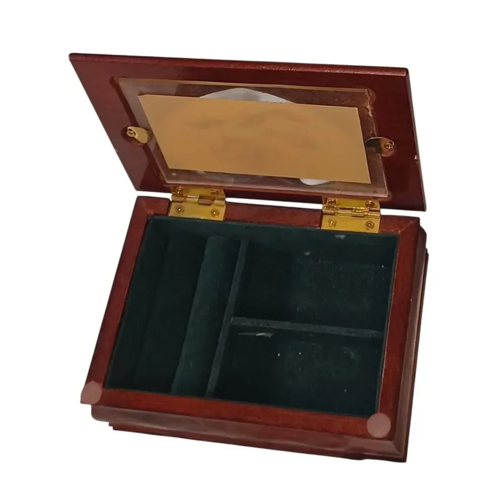 Vintage 90's Cherry Wooden Flower Heart Jewelry Box
